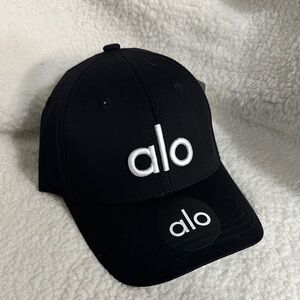 ALO Yoga Kids Black Cap with White Logo